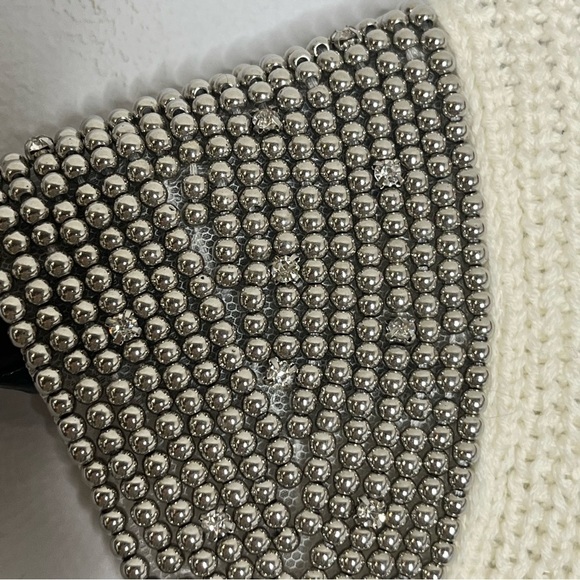 Philosophy Size Small Knit Ivory Beaded Cap Sleeve NEW Sweater Cotton Rhinestone - Picture 8 of 8